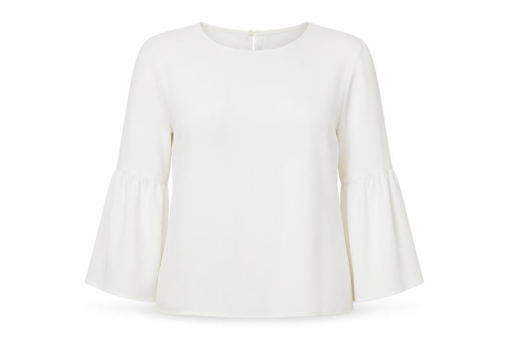 Topshop Women's White Blouse, Size 8, Bell Sleeve