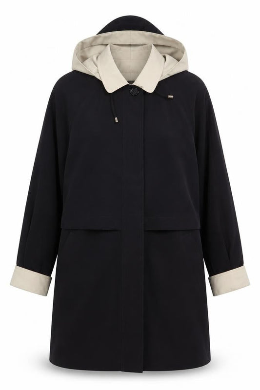 Klass Collection Women's Black Hooded Coat Size 14