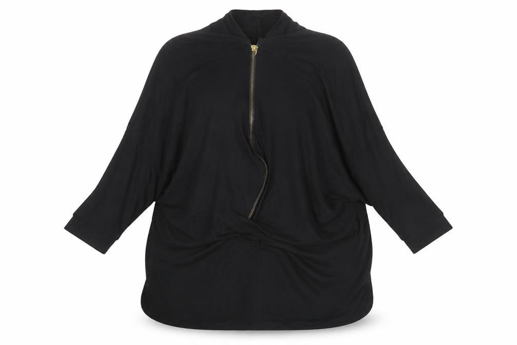 Capsule Women's Black Jersey High Neck Zip Top
