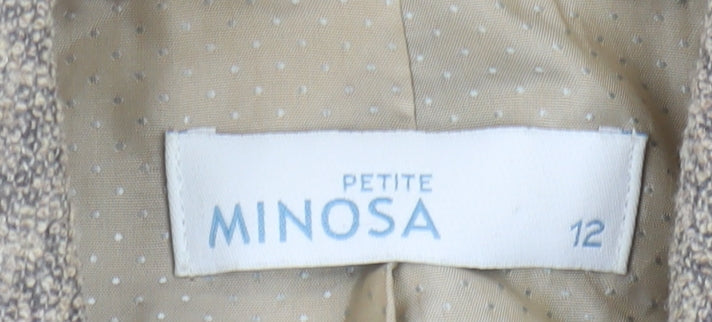 Minosa Women's Grey Wool Blend Blazer Size 12 Petite