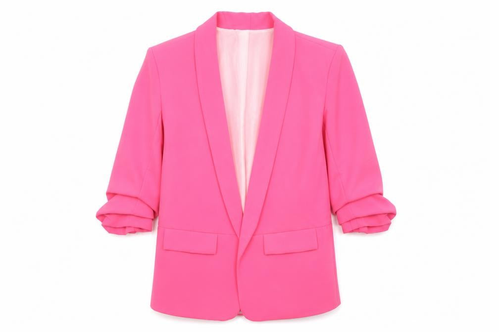 Stylewise Women's Pink Blazer M with Shawl Lapel