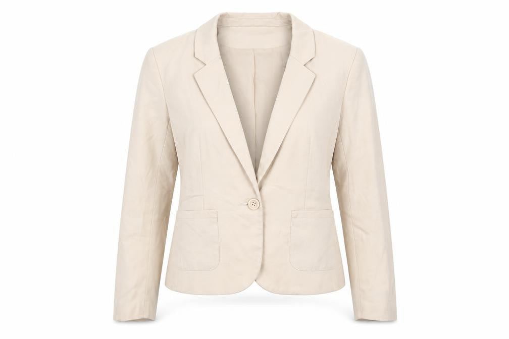 H&M Womens Beige Blazer 10 Single-Breasted Notch Lapel