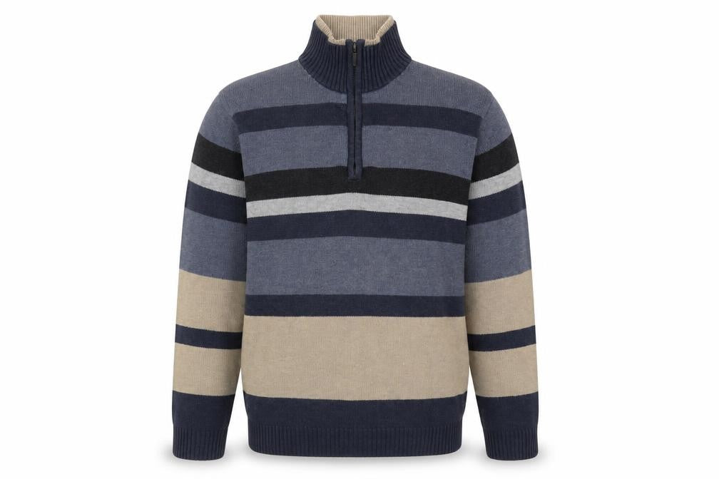 Wolsey Men's Blue Striped Full Zip Jumper M