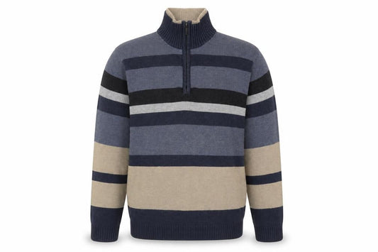 Wolsey Men's Blue Striped Full Zip Jumper M