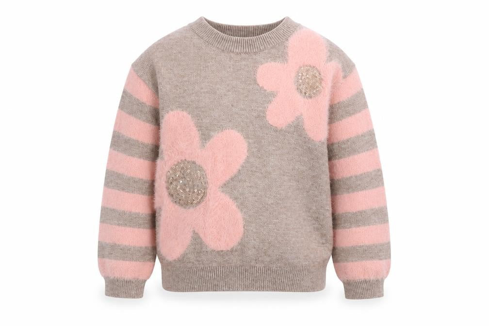 Mayoral Girls Beige Floral Pullover Jumper 3 Years