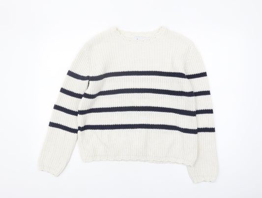 Only Women's XS Striped Pullover Jumper White