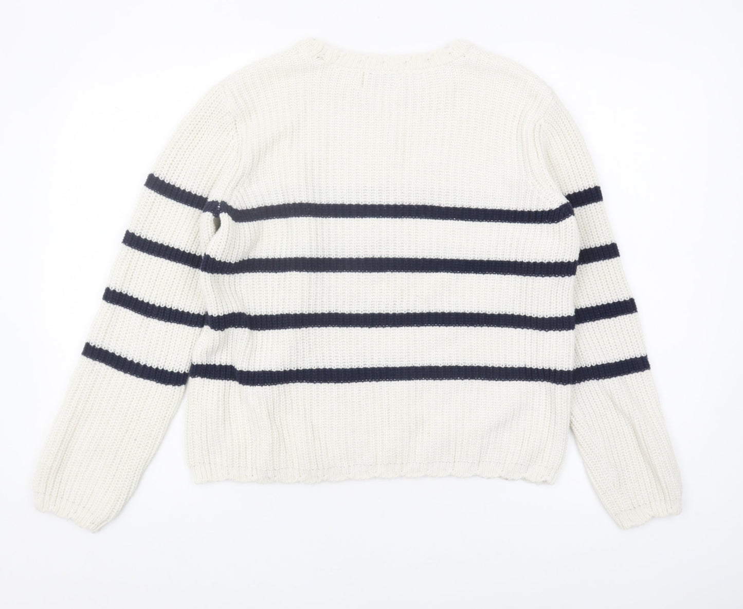 Only Women's XS Striped Pullover Jumper White