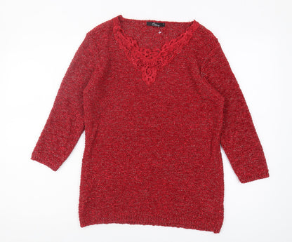 Bonmarché Women's Red Pullover Jumper M
