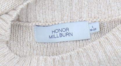 Brand and care label for Honor Millburn Beige Women's jumper, size L