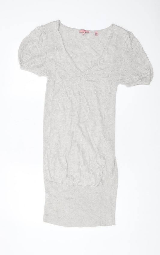 Ted Baker Women's Grey V-Neck Knit Top Size 10