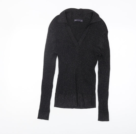 Marks and Spencer Women's Collared Black Jumper Size 12