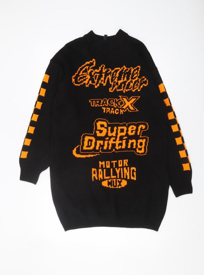 H&M Womens Black Graphic Pullover Jumper XS