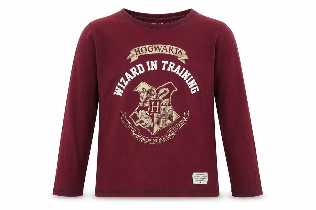 Harry Potter Girls Red Pyjama Top, Size 10-11, Graphic Print