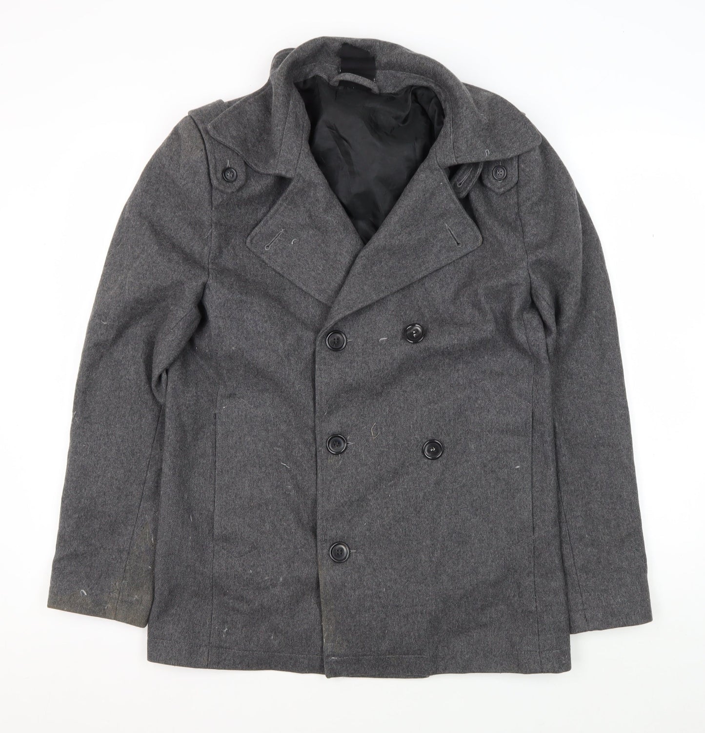 Topman Men’s Grey Wool Pea Coat S