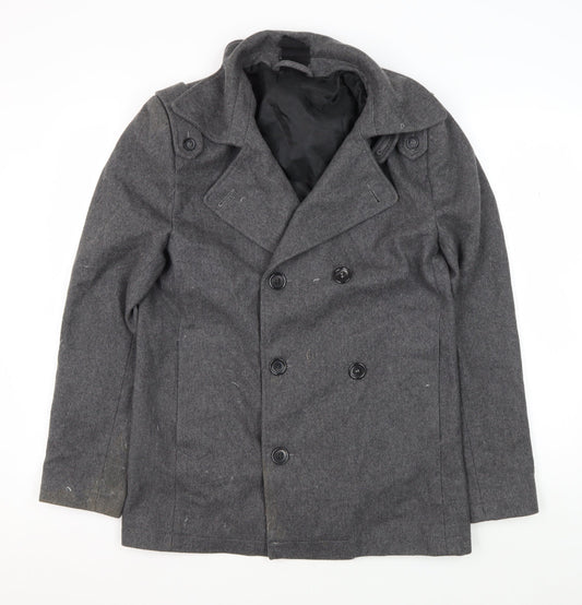 Topman Men’s Grey Wool Pea Coat S