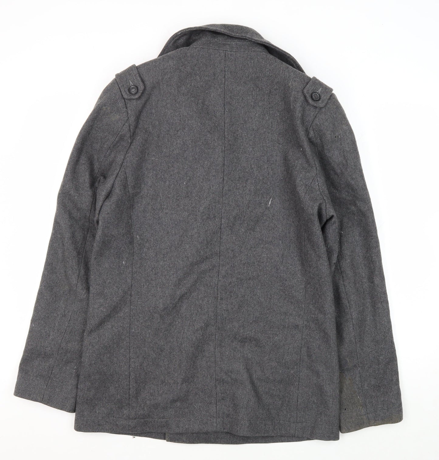 Topman Men’s Grey Wool Pea Coat S