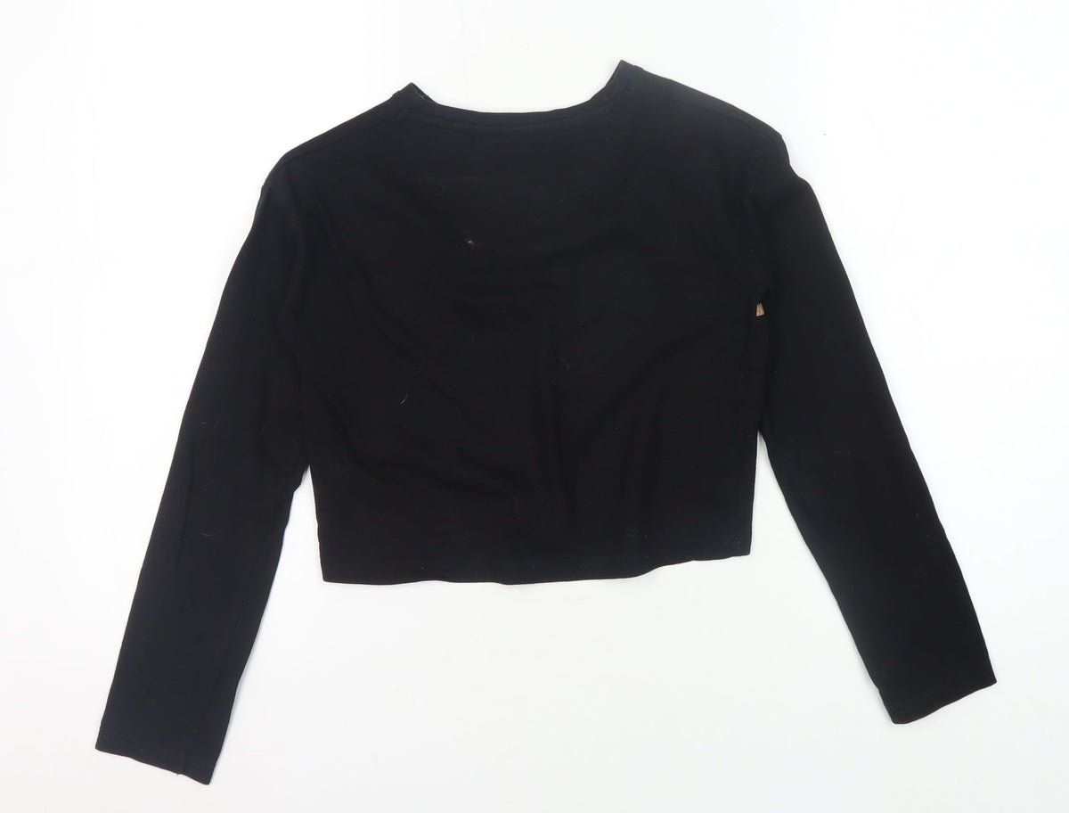 Back view of Firetrap girls’ black cropped t-shirt 9-10 yrs studded graphic