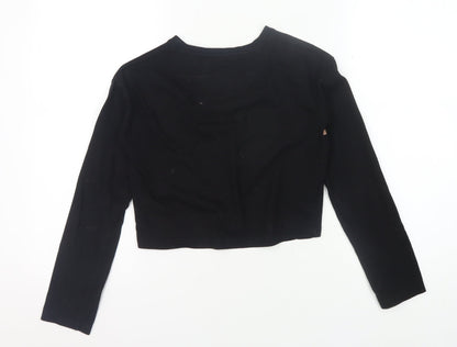 Back view of Firetrap girls’ black cropped t-shirt 9-10 yrs studded graphic