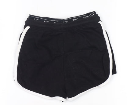 Back view of Firetrap girls’' black athletic shorts 7-8 years