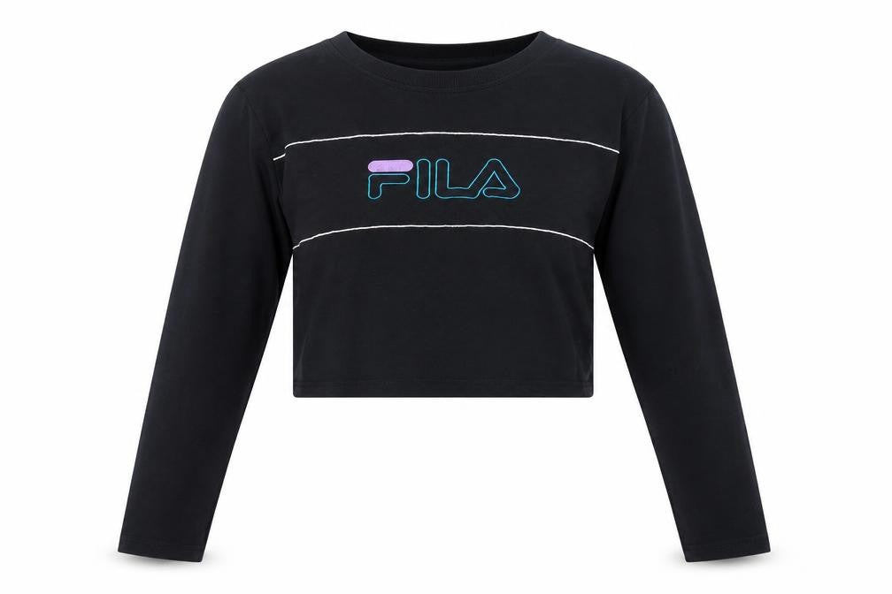 Fila Women's Black Cropped Long Sleeve T-Shirt