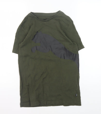 Additional front view of Puma boys’ green t-shirt, crew neck, logo, size 11-12, years