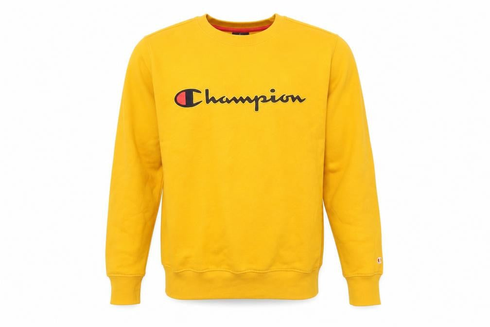 Champion Men's Yellow Logo Pullover Sweatshirt S