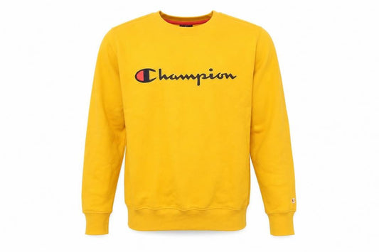 Champion Men's Yellow Logo Pullover Sweatshirt S