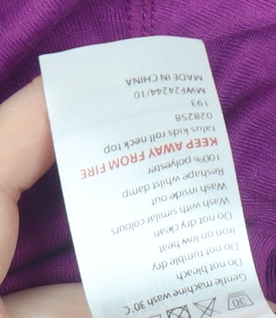 Close-up detail of Mountain Warehouse girls’ purple high neck pullover top