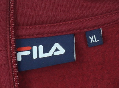 Brand and care label for Fila Women's Red Pullover Sweatshirt XL