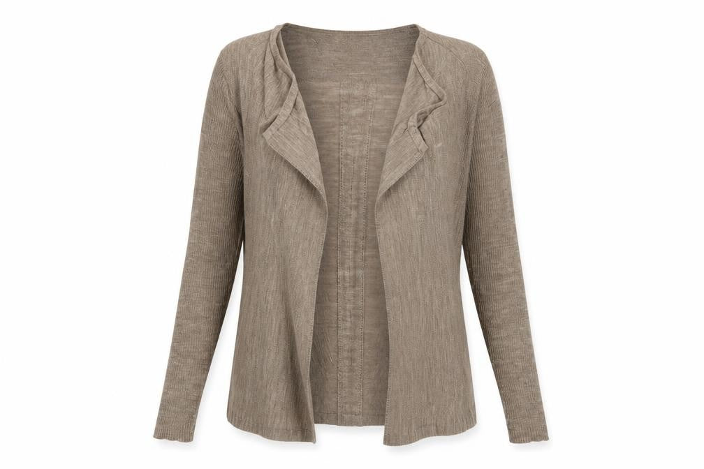 Maddison Women's Beige Open Front Cardigan - Size M, Merino Wool