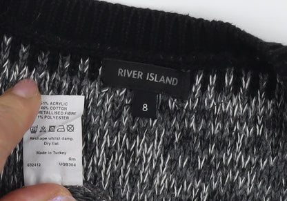 River Island Women's Black Striped Knit Jumper Size 8