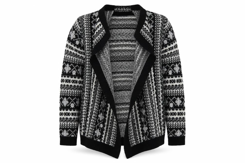 Oasis Women’s Black Fair Isle Cardigan M