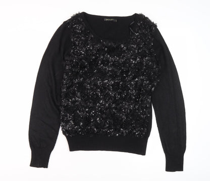 QED London Women's Black Floral Pullover Jumper, Size L