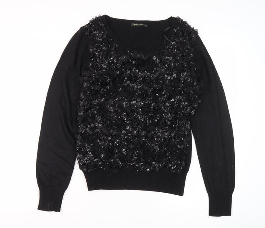 QED London Women's Black Floral Pullover Jumper, Size L