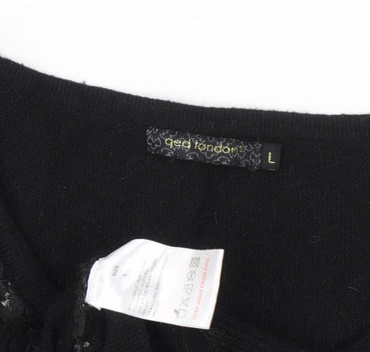 QED London Women's Black Floral Pullover Jumper, Size L