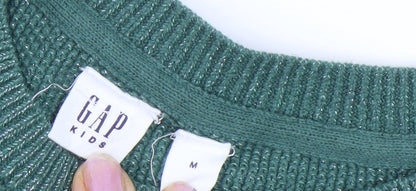 Gap Womens Kids Green Crew Neck Pullover Jumper Size 8