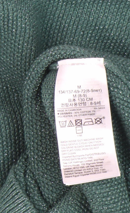 Gap Womens Kids Green Crew Neck Pullover Jumper Size 8