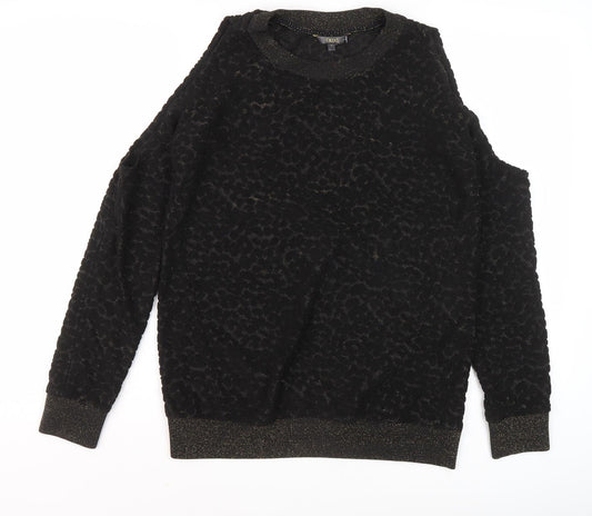 Next Women's Black Pullover Jumper, Size 8, Animal Print