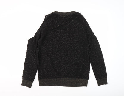 Next Women's Black Pullover Jumper, Size 8, Animal Print