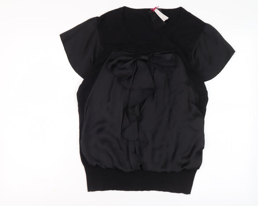 Next Women's Black Blouse with Bow Accent Size 16
