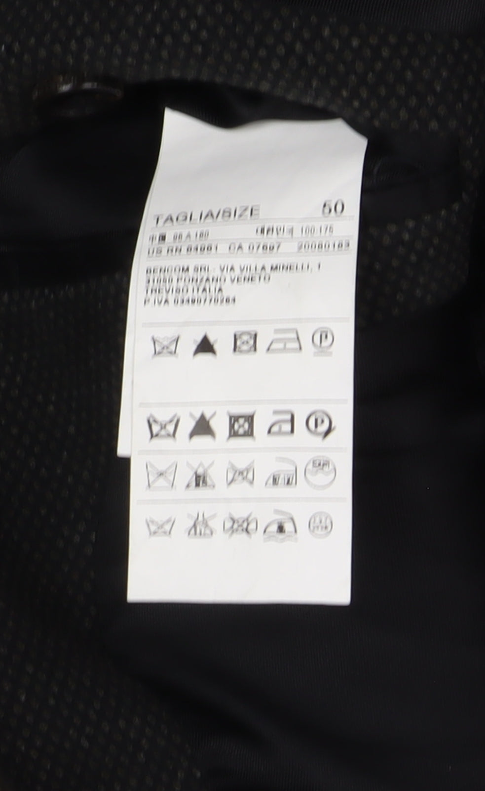 Stile Benetton Men's Black Cotton Blazer Size 50