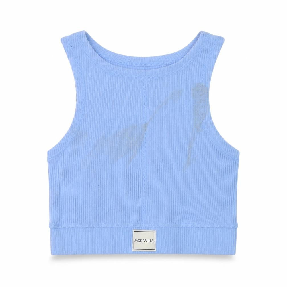 Jack Wills Women's Blue Cotton Tank Top, Size 8, Crew Neck