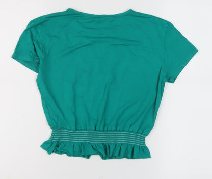 Back view of Candy Couture Green Cropped T-Shirt for girls’, 11 years