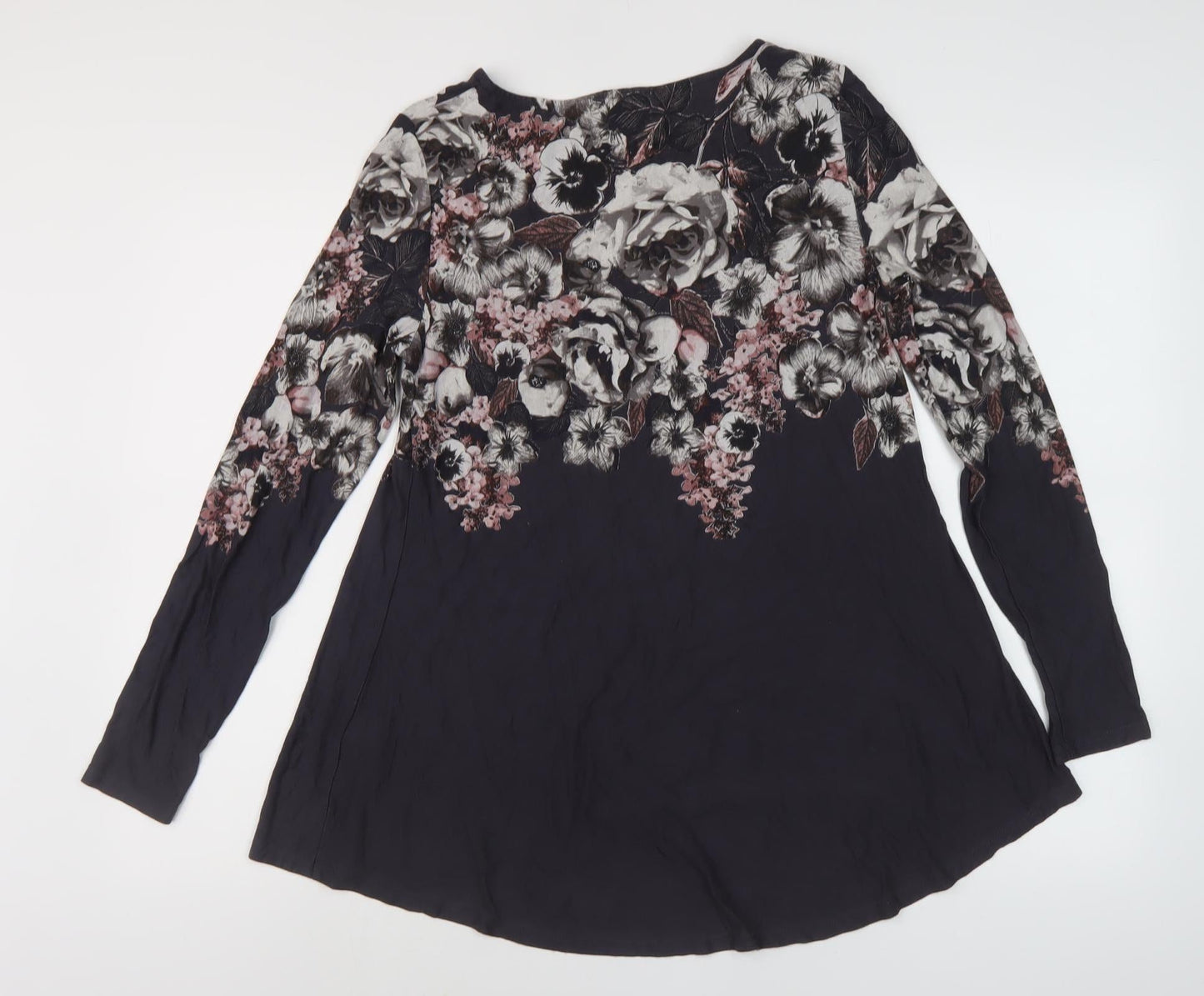Phase Eight Women's Black Floral Tunic Blouse Size 10