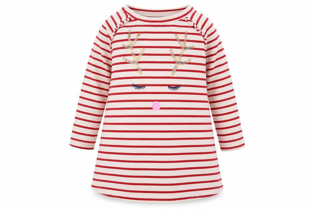GAP Unisex Red Striped Christmas T-Shirt Dress 18-24 Months