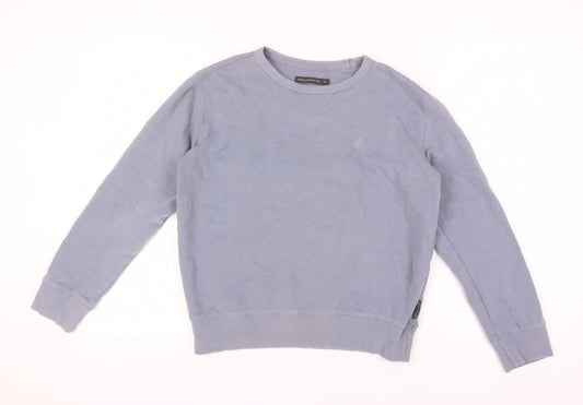 French Connection Blue Pullover Sweatshirt - Medium Unisex