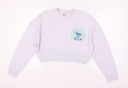 Preloved Disney Women’s Grey Stitch Sweatshirt M Pullover - Front