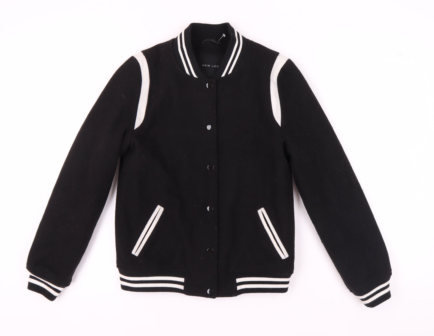 New Look Women's Black Varsity Jacket Size 8