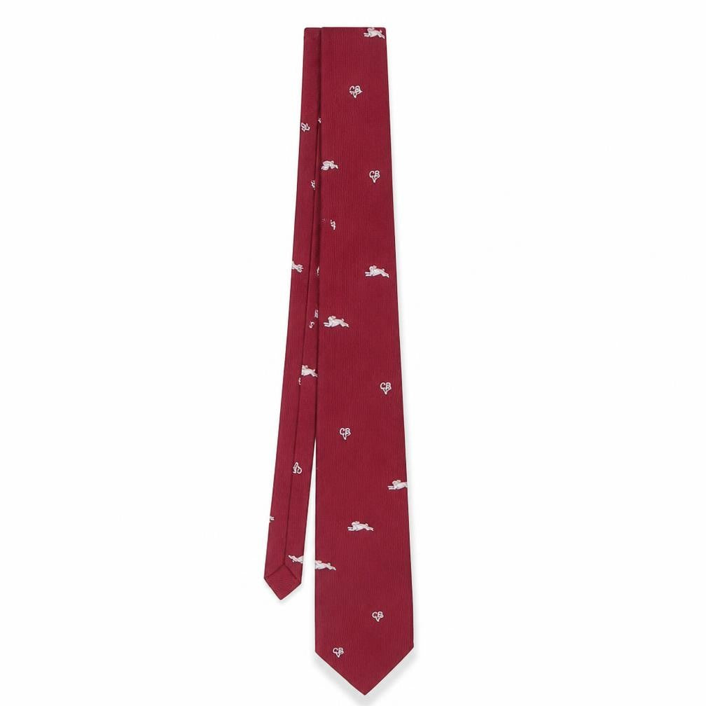 Macaseta Red Silk Men's Animal Print Tie