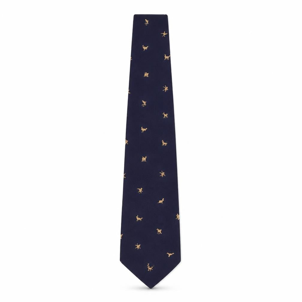 Terylene Men's Blue Animal Print Vintage Tie